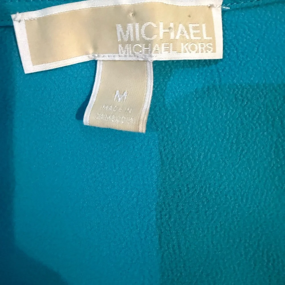 Michael Kors Teal Zippered Blouse
